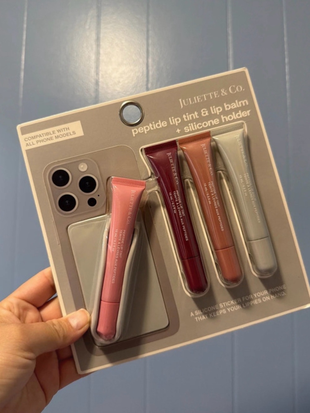 Peptide Lip Tint & Balm Set — Pink, Burgundy, Nude, Gray